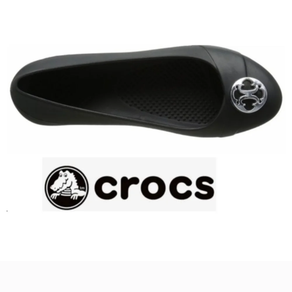 Crocs Gianna Disc Black Silver Ballet Slip On Comfort Flats Women’s size 8 NWOT